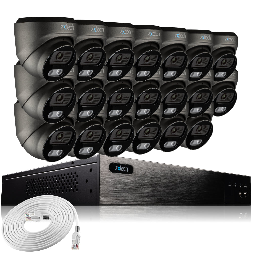 Zxtech 20 x 5MP 8MP PoE IP Cameras CCTV NVR Face Recognition Complete System RX20E24W