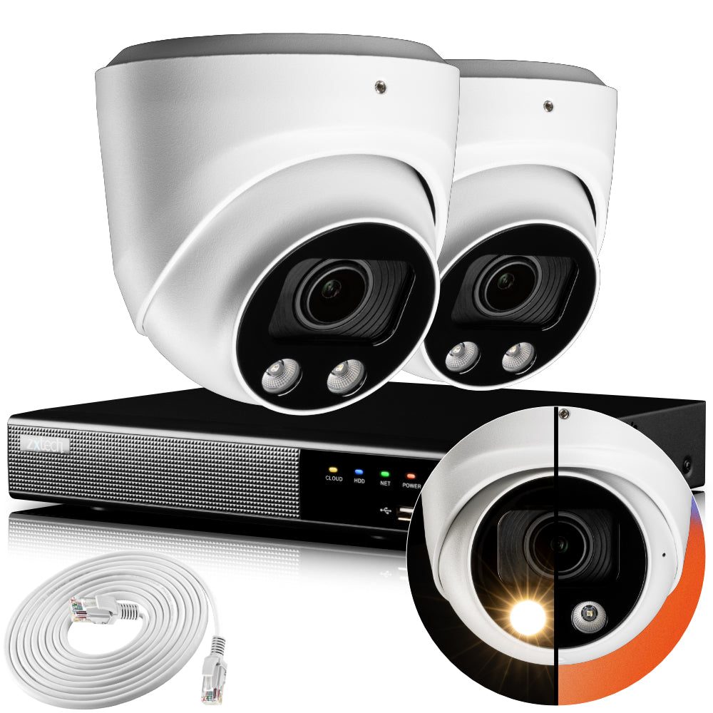 Zxtech 4K CCTV System - 2 x IP PoE Cameras Motorised Lens Face Detection Outdoor Sony Starvis | RX2C4Z