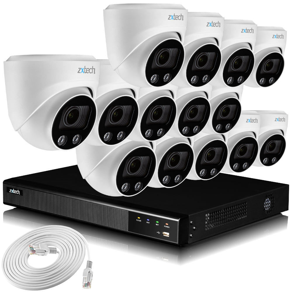 Zxtech 14x 5MP 8MP 60M IR Auto Zoom PoE Security Camera NVR Face Recognition Kit RX14C16X