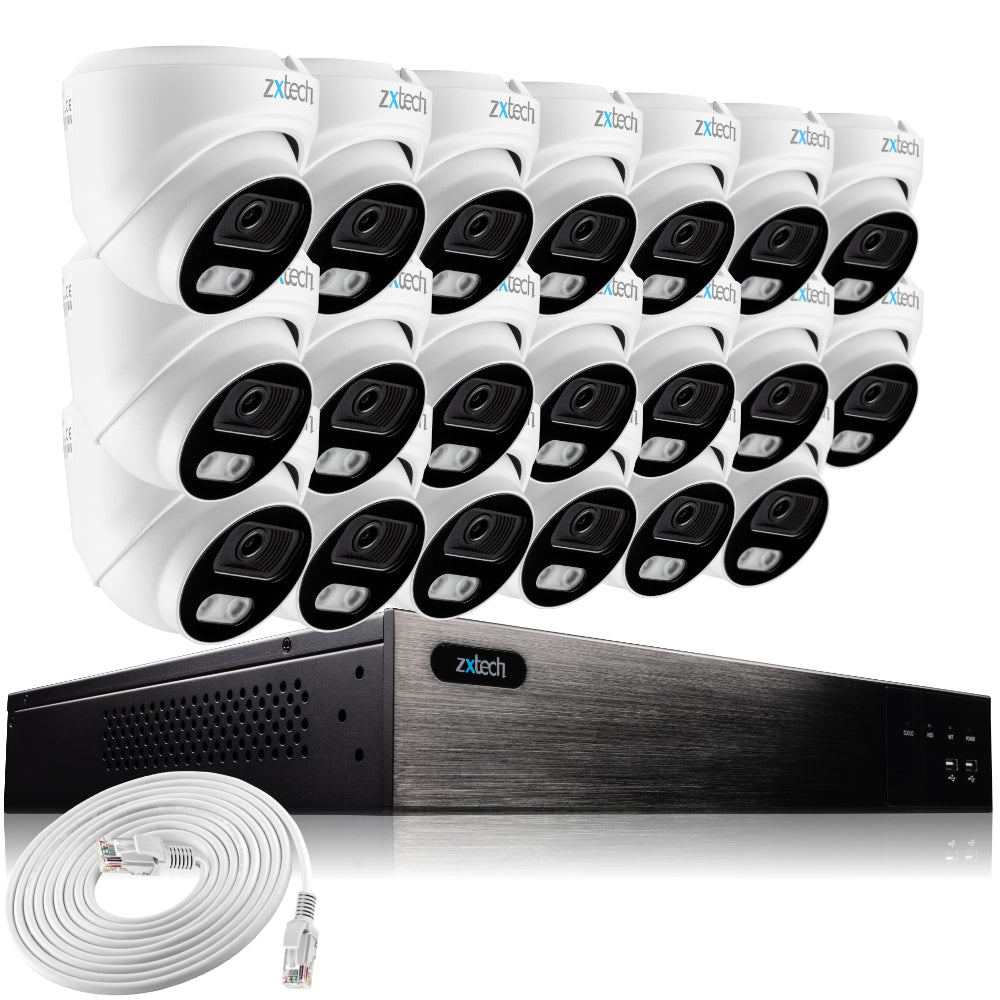 Zxtech 20 x 5MP 8MP PoE Camera Outdoor NVR Face Recognition Home CCTV System RX20A24W