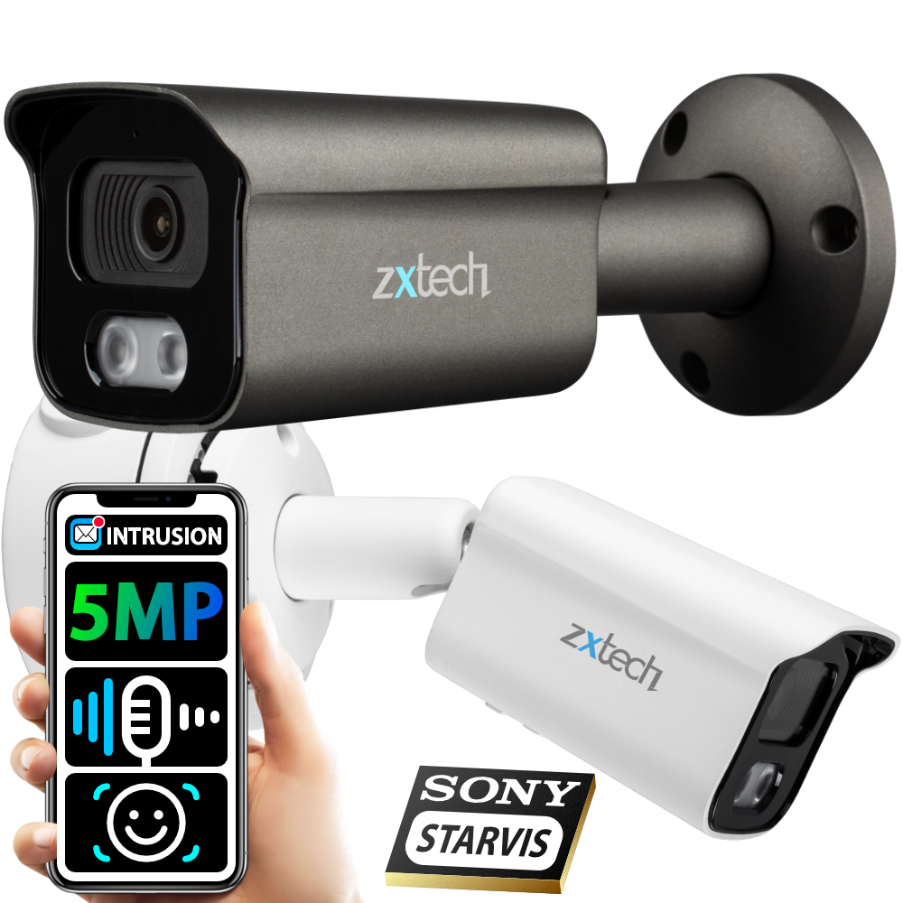 Zxtech 5MP Bullet PoE IP CCTV AI Camera | Face Recognition Built-in Microphone