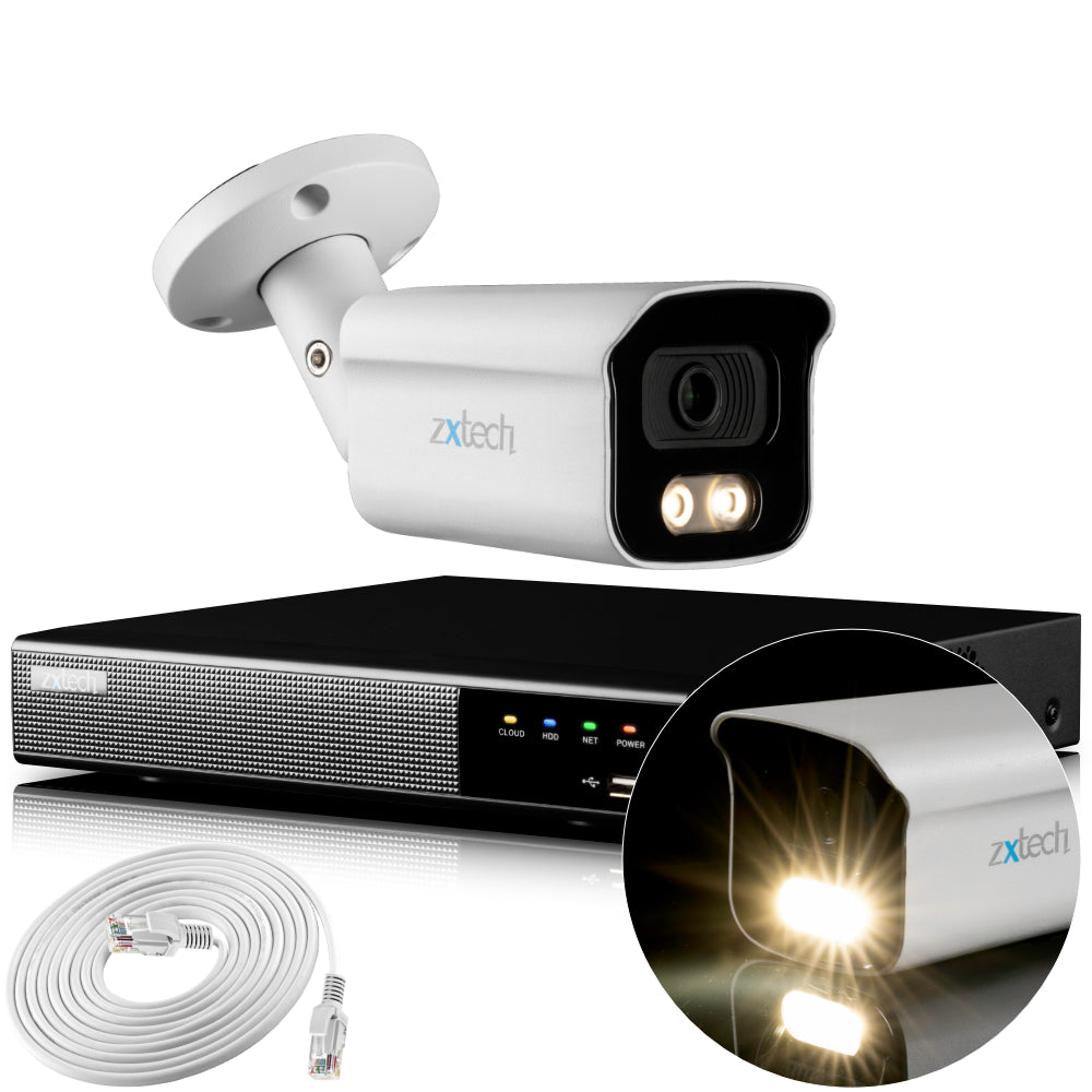 Zxtech 4K CCTV System - 1 x IP PoE Camera Audio Recording Face Detection Outdoor Sony Starvis  | RX1B4Z
