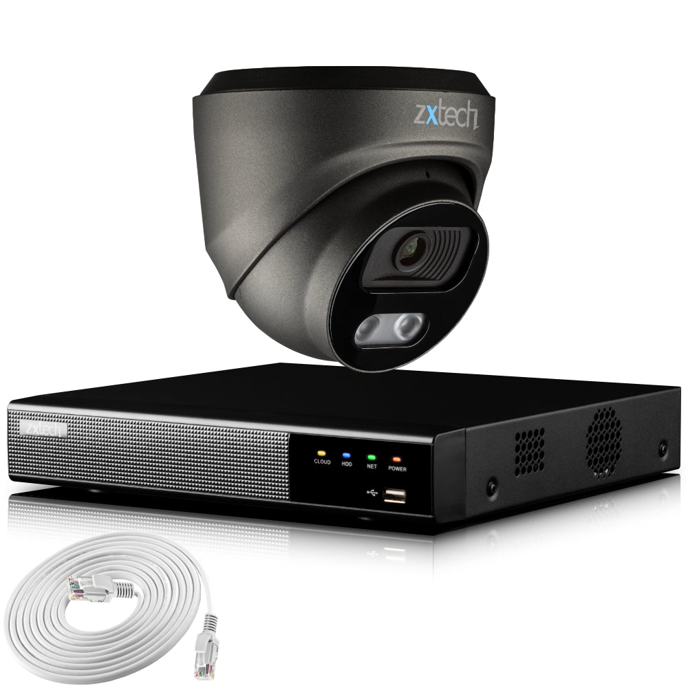 Zxtech 4K CCTV System - 1 x IP PoE Camera Audio Recording Face Detection Outdoor Sony Starvis  | RX1E4Z