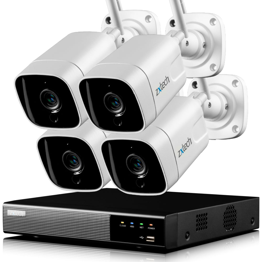 Zxtech 5MP Wireless CCTV System - 4x WiFi Security Cameras Outdoor 2-Way-Audio Night Vision 9CH Sony Starvis  | WF4A9Y