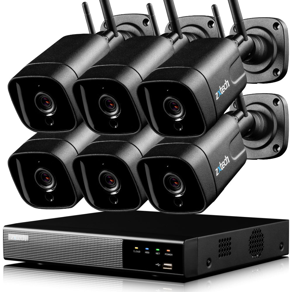 Zxtech 5MP Wireless CCTV System - 6x WiFi Security Cameras Outdoor 2-Way-Audio Night Vision 9CH Sony Starvis  | WF6D9Y